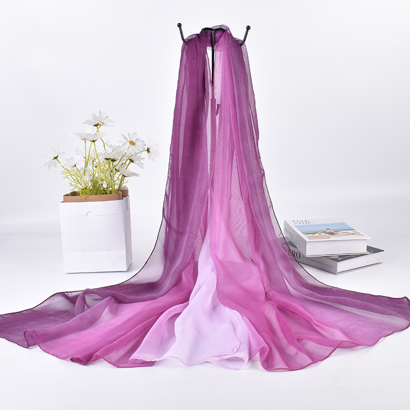 Scarf Silk Square - Écharpe longue en soie dégradée trois