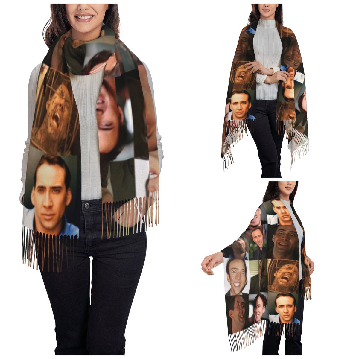 Nicolas Cage drôle visage Meme - Pashmina Wrap Large avis et prix